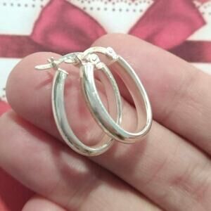 SU IN 925 Sterling Silver Hoop Huggie Earrings Oval Signed Women Jewelry Lot